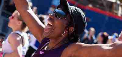 Woman running for Alzheimer's Research UK